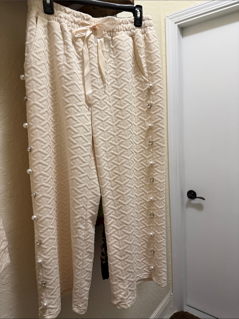 Simply Southern Cream Quilted Pearl-Trim Boot-Cut Jumpsuit Set - Picture 3 of 5
